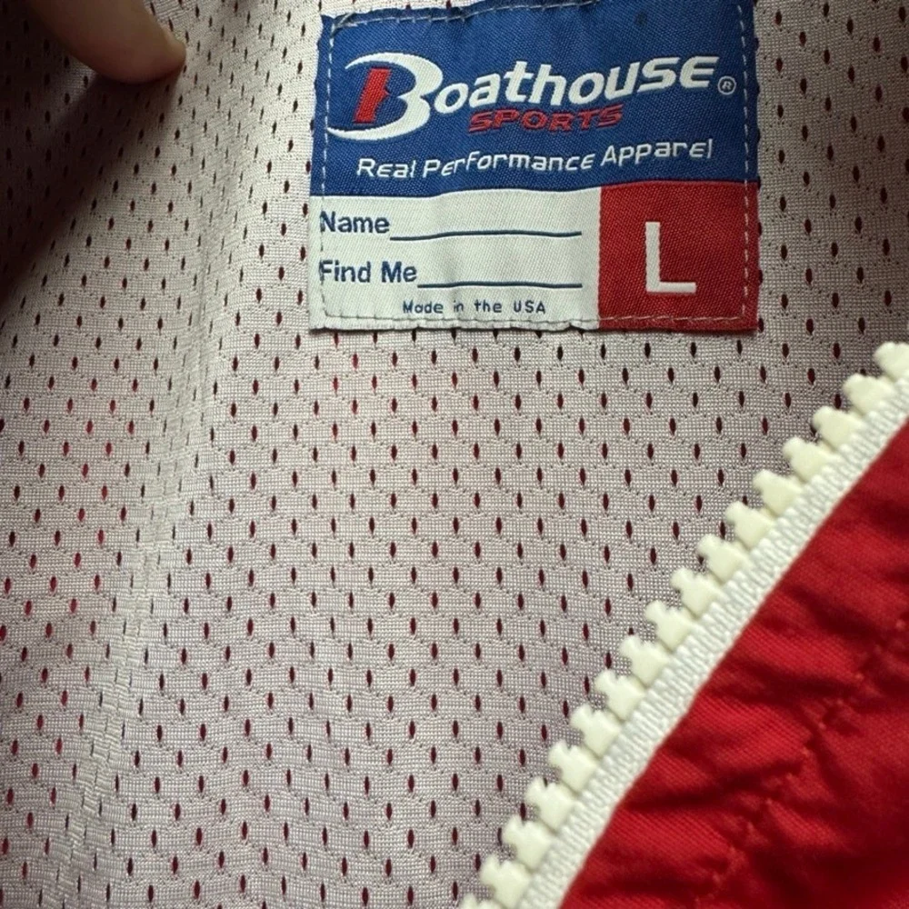 Boathouse Sports Mens Large Red Rowing Jacket Quarter Zip Pullover Made in USA